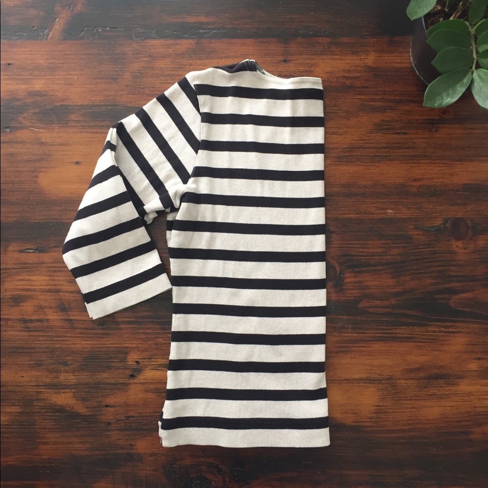 Talbots cream and black striped tee, 3/4 sleeve